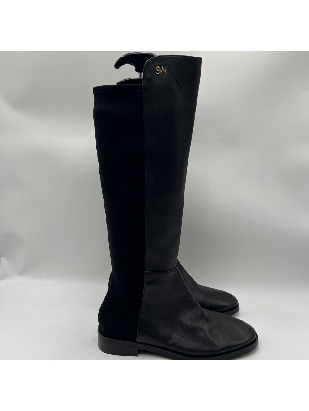 Stuart Weitzman Keelan City Black Nappa Leather Riding Boot Women's Size 8B